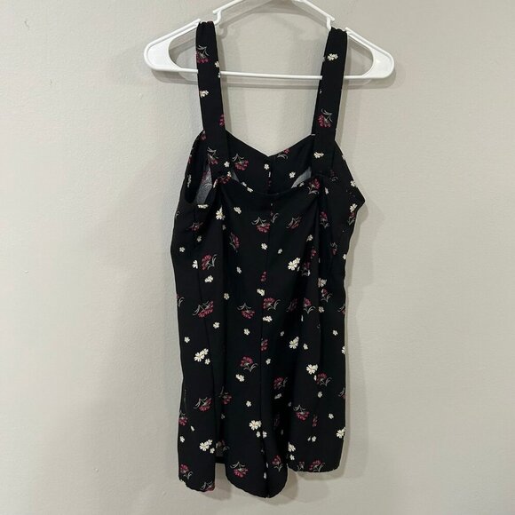 Mango Black Pink Sleeveless Floral Print Romper Women's Size Small - Picture 3 of 4